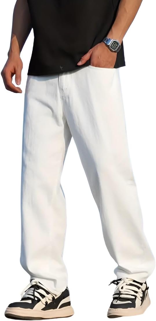 Men Jeans || Baggy Fit Jean's for Man || Loose Fit High Rise Denim || Stretchable Casual Wear Jean,s || Dance Rap Rapping Style Pant for Men || Denim Cotton Jeans (1)