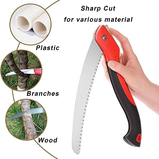 PARATPAR MALL Folding Saw, Heavy Extra Long Blade Hand Saw for Pruning Saw, Rubber Grip Handle Garden Folding Saw for Wood Work Gardening PrWood Camping.-(multicolor) 4