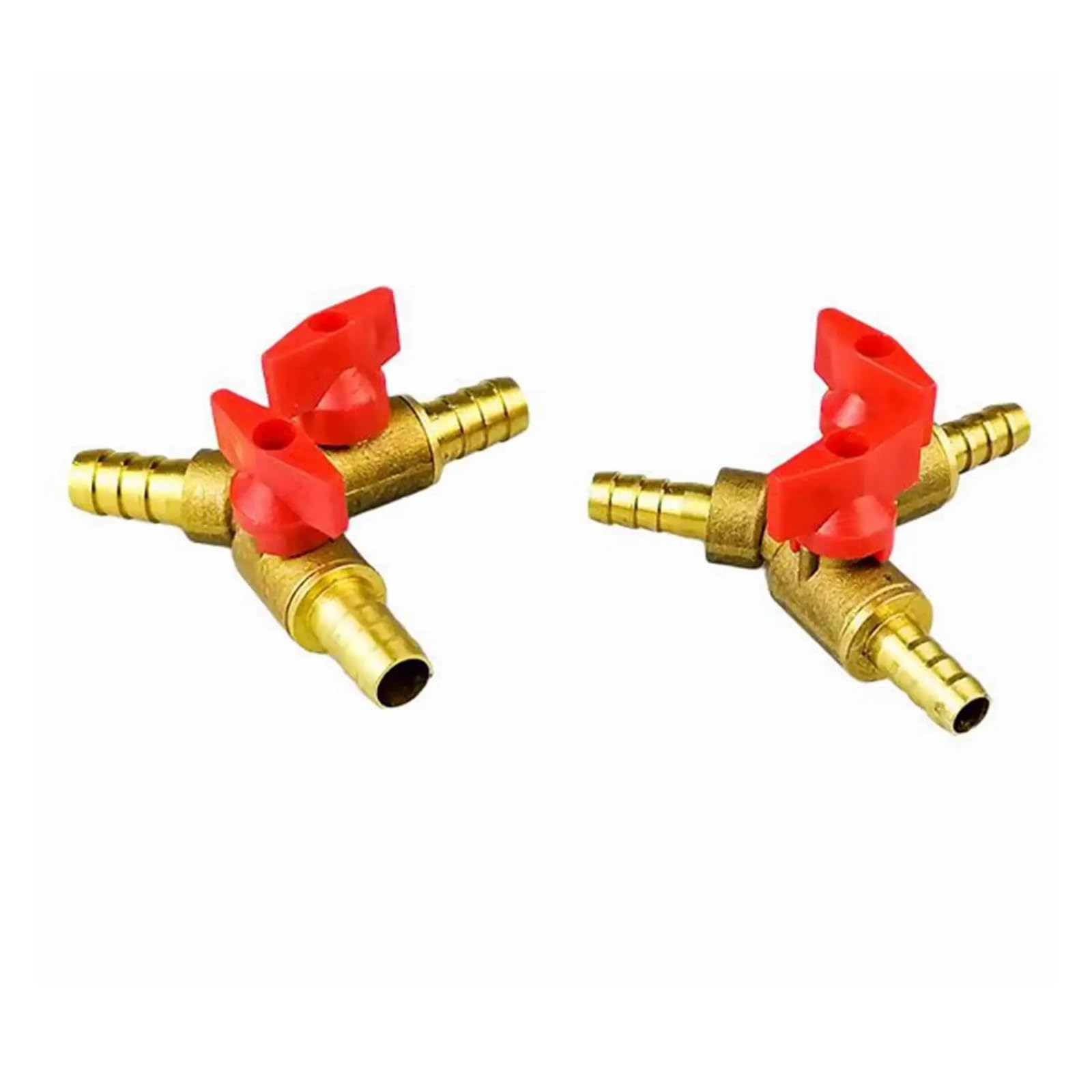 Bhytaf One Color 3-Way Ball Valve Barbed 6-10Mm Brass Plastic Handle(8Mm)
