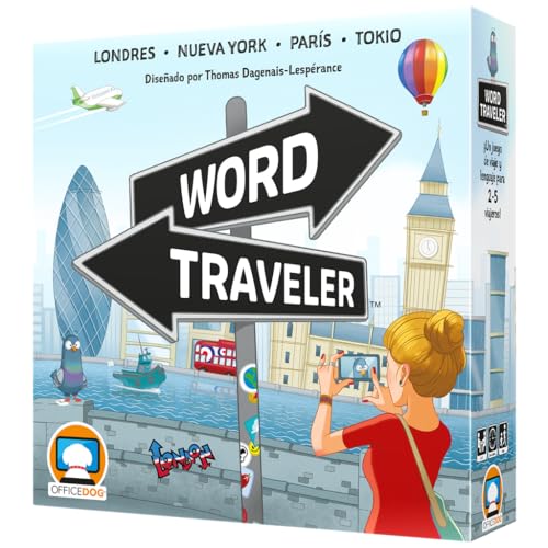 Asmodee Word Traveler | Explora Ciudades y Colecciona Souvenir | Juego de Mesa Cooperativo para Adultos y Familias | A Partir de 10 Años | De 2 a 5 Jugadores | 30-45 Minutos por Partida | Español