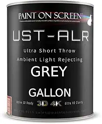 Tinta de tela de projetor com rejeição de luz ambiente | Tinta de tela de projetor UST para imagem perfeita 1080 HD e 4K UHD clareza em espaços de alta luz ambiente | Cinza fosco, 1