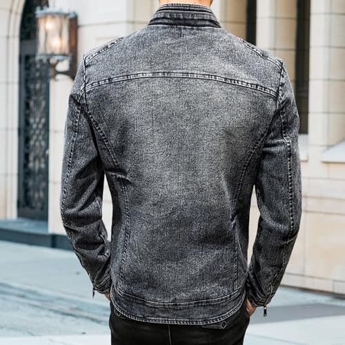 Chaqueta denim para hombre estilo vintage cuello mao miniatura 5