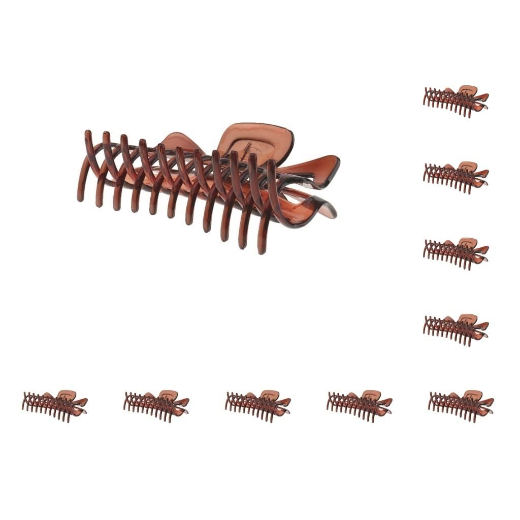 Juego de 10 pinzas grandes de resina para el pelo en X pinzas para el pelo para mujeres y niñas, color marrón