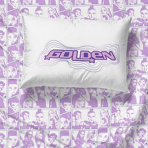 Image of Jay Franco Kids Sheet Set with Fitted, Flat Sheets & Pillow Cover - Ultra-Soft Bedding with Pillowcase for Room Decor, White - Kpop Demon Hunters, 3 Piece Twin