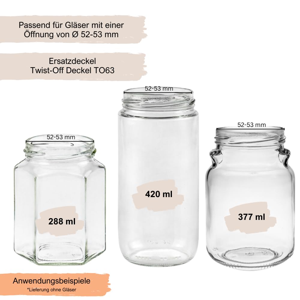 15 Twist-Off Deckel TO 63 - Gold Schraubdeckel Für Marmeladengläser