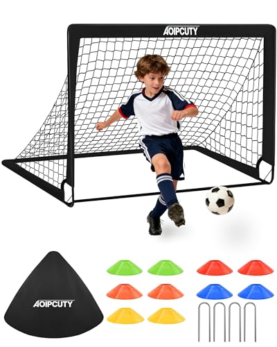 Kids Soccer Goals for Backyard Set - 120x90cm Portable Soccer Goal Training Equipment, Pop Up Toddler Soccer Net, Stocking Stuffers for Kids Youth Outdoor Games, Sports Play Gifts