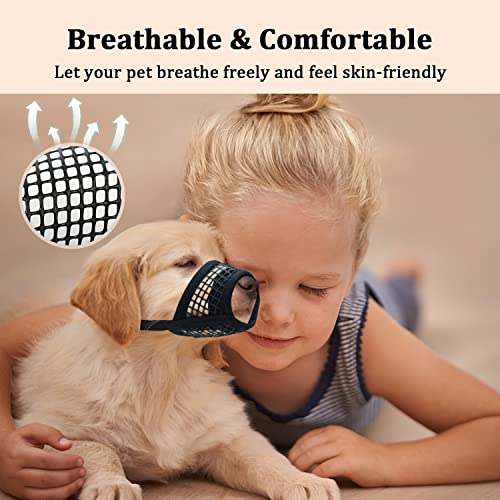 Dog Muzzle, Soft Mesh Muzzles For Small Medium Large Dogs Chihuahua Poodle Husky Labrador Retriever, Breathable Dog Mouth Guard For Biting Chewing Grooming, Allow Panting Drinking, Easy To Use #TOP1