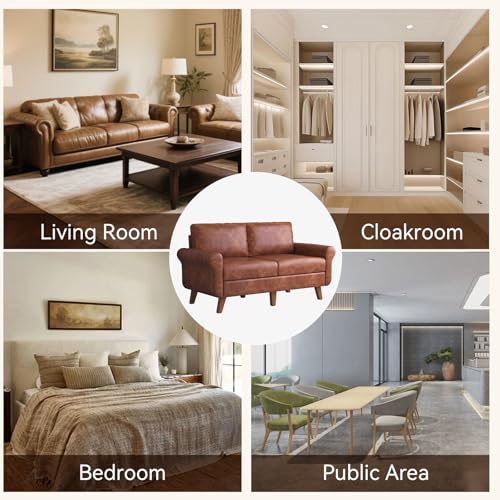 Skokliz Sofa 2 Sitzer (167cm L), Modernes Bürosofa mit Dicken Polstermöbel, 2 Kissen, Bequemes Ledersofa für Wohnzimmer/Schlafzimmer/Büro, Leicht zusammenzubauendes Couch Klein 2 Sitzer