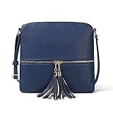 Jamie Bags Mini Crossbody Bags for Women, leather phone bag with long bag strap, Multipurpose Ladies Handbags & shoulder bags with Tassel (Navy Blue/Dark Blue)