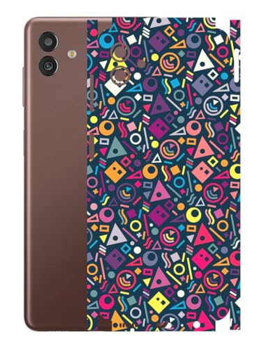 Image of AtOdds - Samsung Galaxy M13 (5G) Mobile Back Skin Sticker - Lamination - Rear Screen Guard Protector Film Wrap (Coverage - Back+Camera+Sides) (Design - Shapes Graffiti)