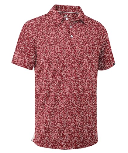 SWISSWELL Mens Golf Shirt Short Sleeve Moisture Wicking Print Polo Shirts for Men Performance Summer Tshirt Red 3XL