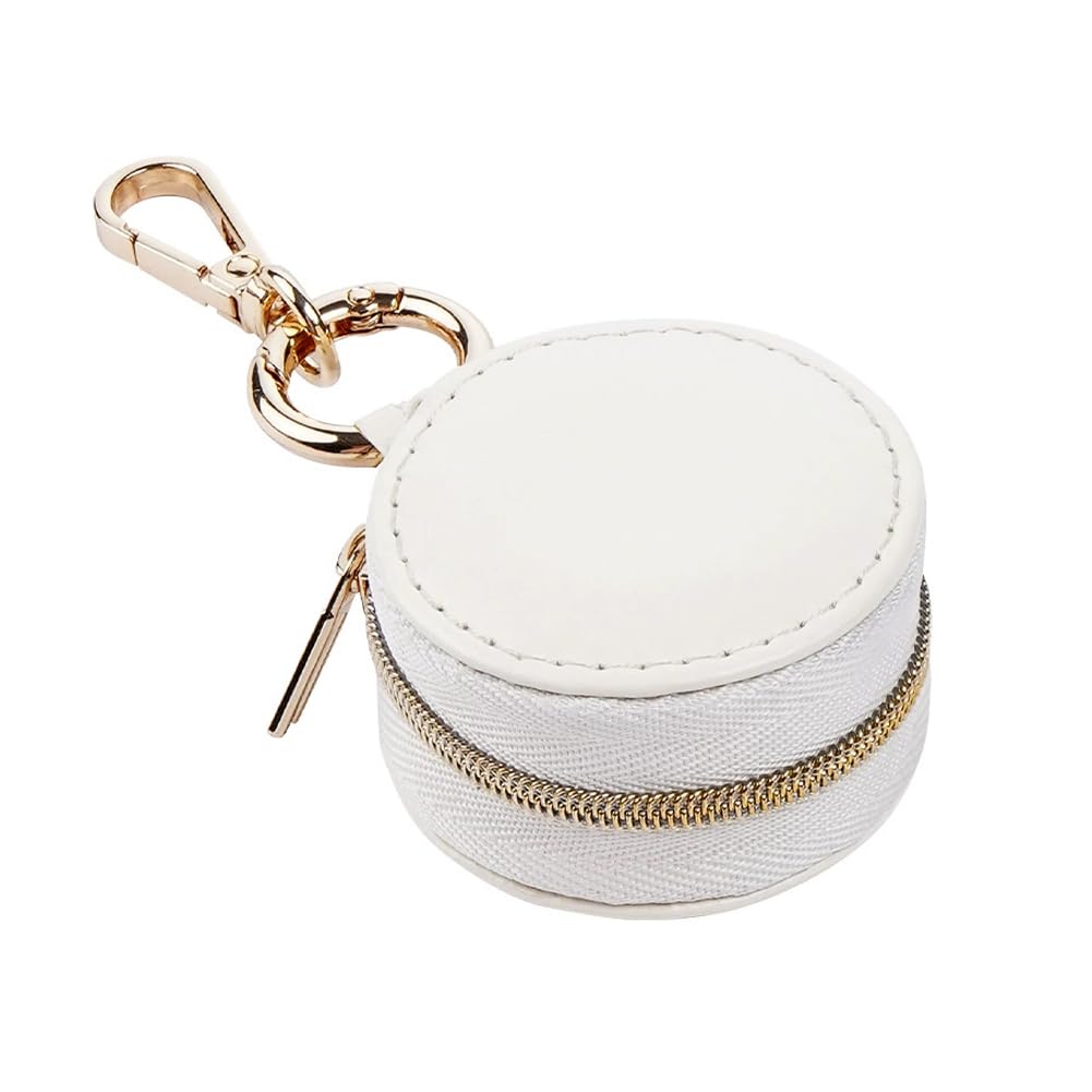 Portable Jewelry Holder Keychain Mini Travel Ring Keeper Case Organizer Box for Earrings Necklaces Women White