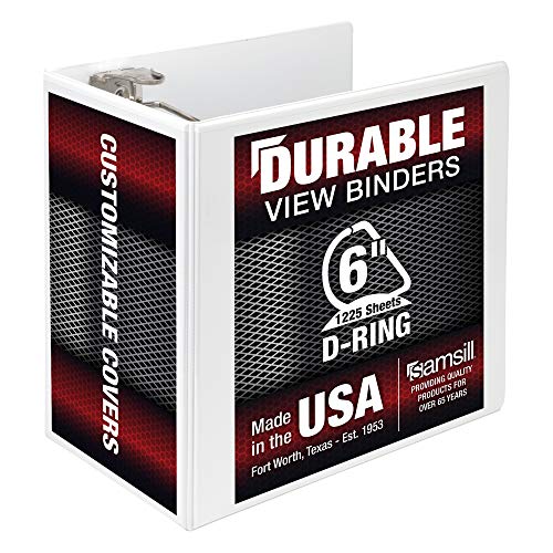 Image of Samsill Durable 6 inch 3 Ring Binder, Locking D Ring 100% Recycled Chipboard, White, Pallet of 120 Binders in 20 Cartons