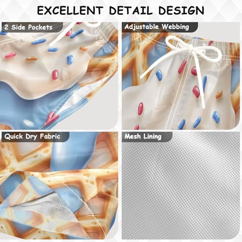 Pigsaly Boys' Swim Board Shorts Milk Red Coral White Ice Cream Boy's Swim Trunks Kids Swimwear M3