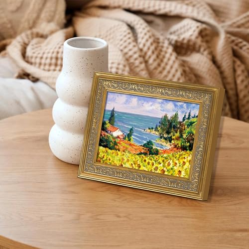 Image of VIOLABBEY 8x10 Picture Frame Green, Vintage Frames Ornate without Mat | Antique Photo Frame, Wall Hanging or Tabletop Display, HD Plexiglass, Wall Decor