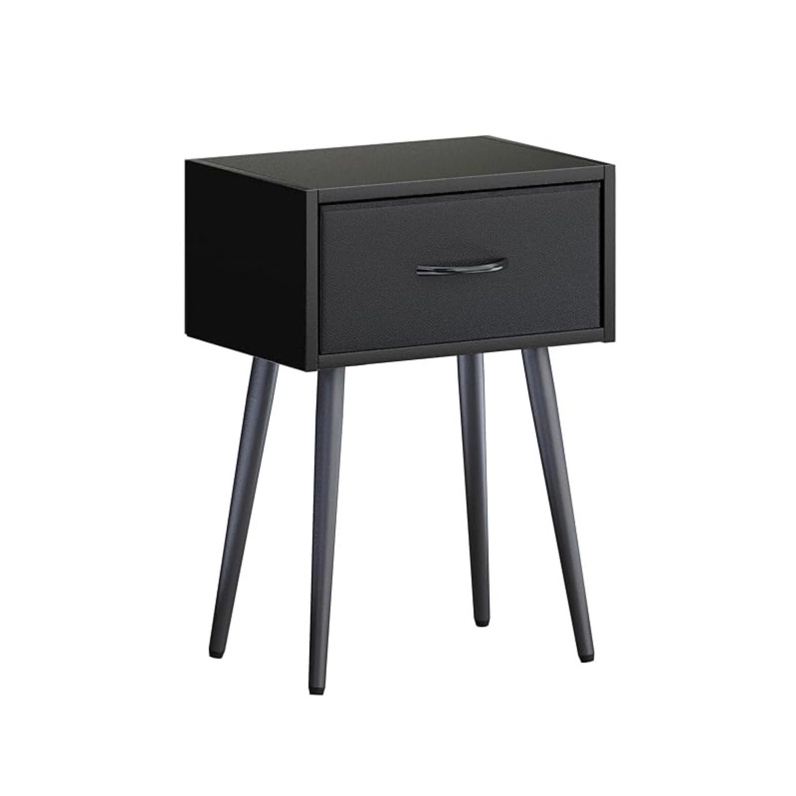 GWZHQIF Industrial Nightstand with Single Drawer, Bedroom Bedside Storage Cabinet, Sofa Side Accent Table for Living Room Decor,Stable Bedside Organizer(Color:black)