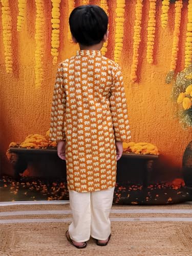 Pure Cotton Full Sleeve Hathi Print Kurta Pajama for Boys2