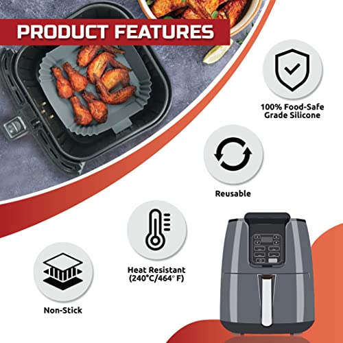 Silicone Air Fryer Liners, 4 Pcs Reusable Air Fryer Silicone Basket Pot For 3 To 6 Qt 7.6 Inches Square, Heat Resistant, Food Safe, Non Stick Silicone Baking Tray, Air Fryer Oven Accessories #TOP3