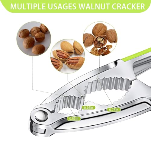 Nut Cracker, 2-Pack Stainless Steel Nutcracker with Non-Slip Handle, for Walnuts, Pecans, Hazelnuts, Pistachio, Lobster & Crab Shells, Multi-Purpose Kitchen & Seafood Tool (Red and Green) - Thumbnail 5