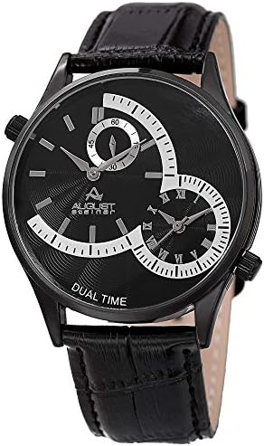 August Steiner Men's Unique Shaped Dual Time Zone Men's Watch - On a Genuine Embossed Alligator Leather Strap - AS8010