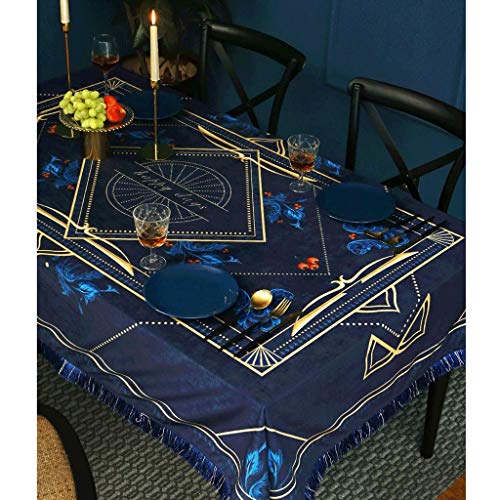 Nappe de table à thé anti-rayure velours bleu pour meuble TV