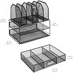 Amazon Basics Organisateur de bureau Mesh avec tiroir coulissant, double bac et 5 Sections droites, noir