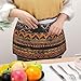 YHNNH African Mud Cloth Tribal Server Apron with 3 Pockets, Waterproof Half Apron for Waiters Fashion Bistro Aprons for Restaurant Server Work
