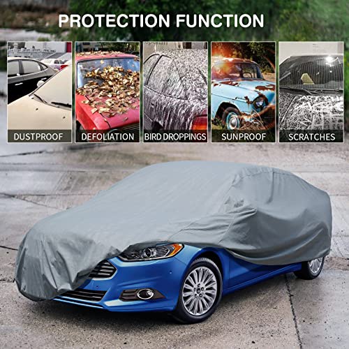 Leader Accessories Full Car Cover Basic Guard 3 Layers UV Protection Breathable Vehicle Cover Universal Fit (Sedan-169"x63"x45",Grey,Indoor) - Image 4