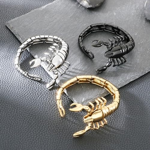 Pulsera de hombre estilo punk vintage acero inoxidable oro miniatura 2