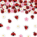 200pcs Ladybug Party Confetti Little Ladybug Table Decorations Double Sided Printing Daisy Ladybug Confetti for Ladybug Themed Wedding Baby Shower Birthday Spring Garden Party Supplies