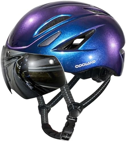 Odoland Adult Bike Helmet with Magnetic Sun Visor for Men
