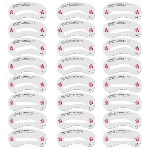 Augenbrauen-Schablonen-Set für Damen, 24 Stile, Augenbrauen-Schablonen für natürliche, wiederverwenâ€¦ – Miniatur