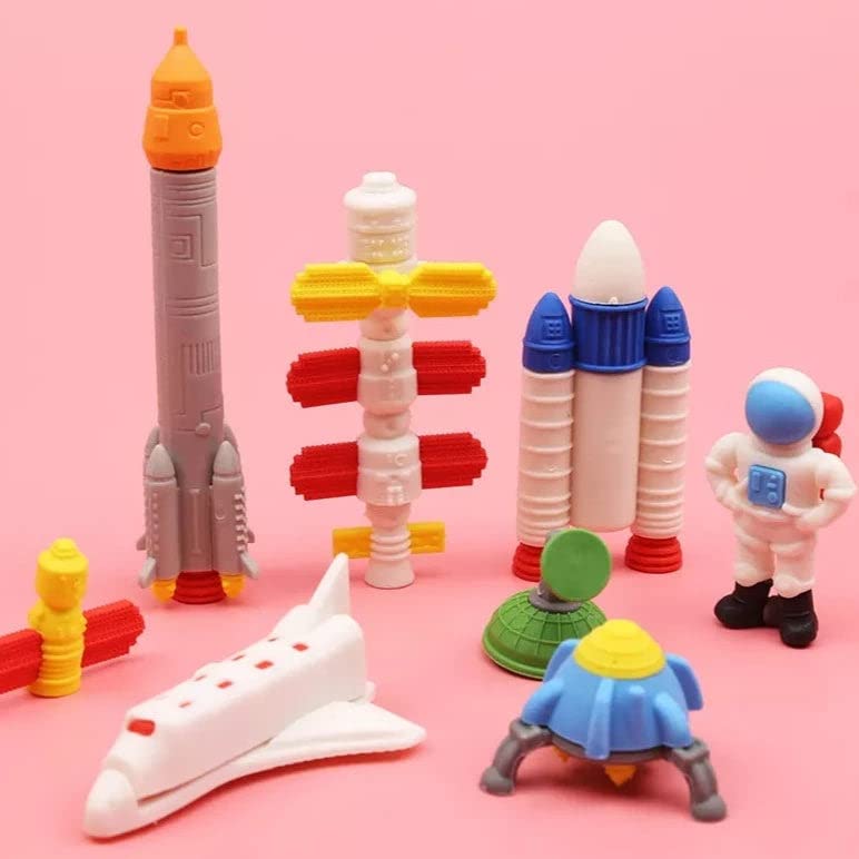 LE DELITE return gift party supplies kids stationary items bulk price outer space explorer astronaut jet rocket theme space eraser box of 4 pieces pattern erasers (2 box space eraser) (B0B9KKNWJP) Amazon Price History, Amazon Price Tracker