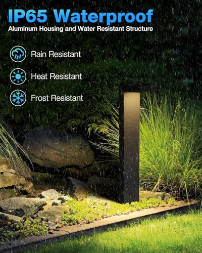 SUNVIE 12-Pack Low Voltage Landscape Lights 5W 3000K LED Pathway Lights IP65 Waterproof Outdoor Landscape Path Lighting with Connectors Cast-Aluminum for Garden Walkway Yard, 12-24V AC/DC, Warm White