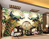 3D Papier Peint Paon Géant 3D Salon Tv Mur Peinture Décorative Papier Peint Pour Murs 3D Fonds D\'Écran,350 * 256Cm