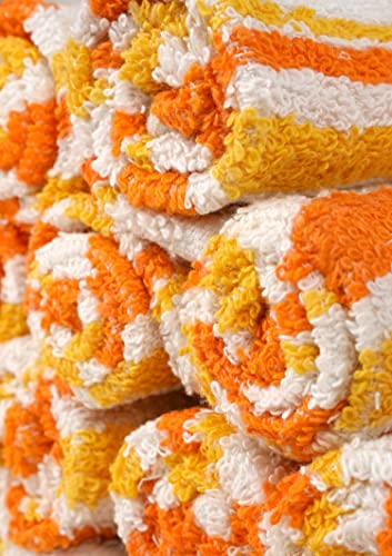 Softolle 100% Cotton Ring Spun Wash Cloths – Bulk Pack Of Washcloths – 12X12 Inches – Wash Cloth For Face, Highly Absorbent, Soft And Face Towels (Orange Stripe, 24 Pack) #TOP3