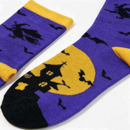 Women's Girls Novelty Funny Crew Socks Cute Pumpkin Ghost Pattern Socks - image 4