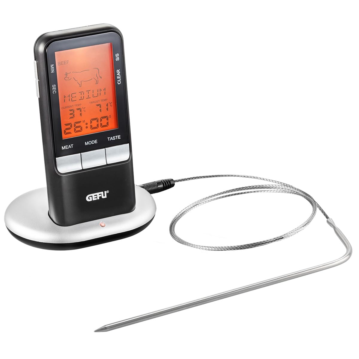 GEFU Funk-Bratenthermometer HÄNDI - Digitales Grillthermometer mit Timer
