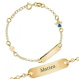 Sakrami Pulsera Bebé Plata de Ley 925 Placa con Nombre Personalizada y Ángel Esmaltado Azul Colección Niños + Caja de Regalo Personalizada - Pulsera de Nacimiento, Comunión o Bautizo