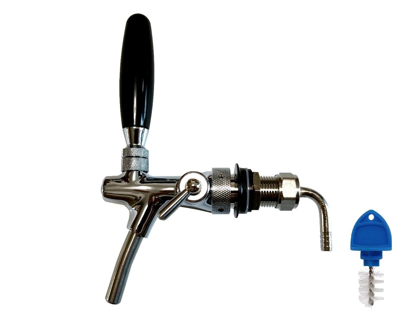 tsingseen life Robinet réglable pour bière Inclus Robinet pour bière, régulateur de débit, Robinet G5 / 8 avec Manche chromé (Couleur: Argent)