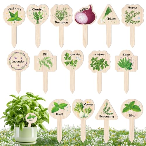 JUYRLE Plant Label Signs- 15PACK Herb Garden Markers, Plant Labels for Outdoor Garden Waterproof, Plant Tags with Names, Indoor Patio Tags for Succulent Flowers Greenery Seedling