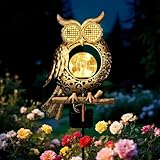 GLOBAL GOLDEN Solar Light Outdoor Garden - Weatherproof Owl Solar Light with Auto On/Off, 2 Mode LED Lights, Dynamic Eye Lighting for Patio, Yard, Pathway Decoration