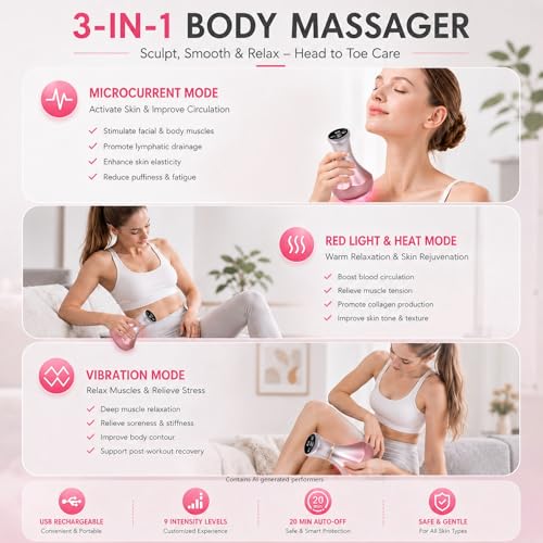 Image of 4-in-1 Lymphatic Drainage Massager - Anti-Cellulite Message Tool with Heating /Vibration /Light Therapy, Full Body Pain Relief & Skin Tightening,Cordless Handheld for Sciatica