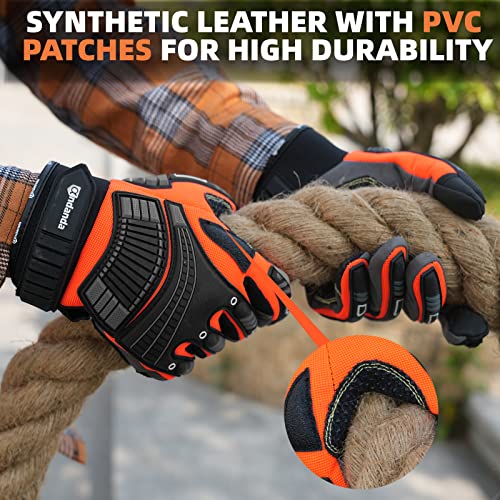 Andanda Heavy Duty Polyurethane Synthetic Leather, Anti Impact Safety Work Gloves Men, Tpr Anti-Vibration Non-Slip, Touchscreen Capable，Mechanics Gloves For Rigger Construction Warehouse, Xl 1 Pair #TOP4