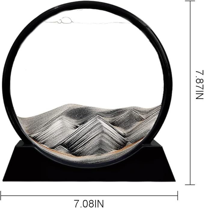 Image of Redvant Moving Sand Art Picture Glass Liquid Painting 3D Natural Landscape showpieces for Home Decor Antique Gifts for Kids Office Desktop Decoration Desk Table Decorative Items (Earth Grey)
