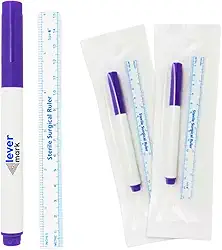 Caneta de Marcação Cirúrgica Estéril com Régua, Kit com 3 Unidades