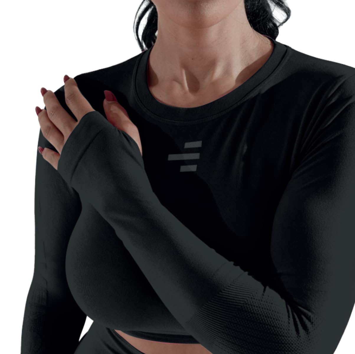 R-EVENGE Crop Top Q-Skin, Maglia Tecnica Donna a Manica Lunga per Tutte Le attività in Palestra e Outdoor