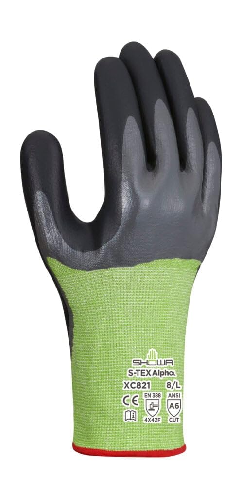 SHOWA S-TEX Alpha XC821 3/4 Dipped Nitrile Cut Resistant Safety