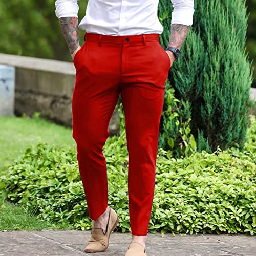 XUETON Mens Slim Fit Dress Pants Casual Business Office Work Skinny Pants Comfy Flat-Front Stretch Chino Golf Trousers2