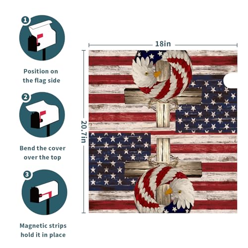 Image of USA American Flag Patriotic Mailbox Covers Magnetic Independence Day Mailbox Wrap Standard Size 18 X 21 4th of July Memorial Day Decorative for Home Outdoor Garden